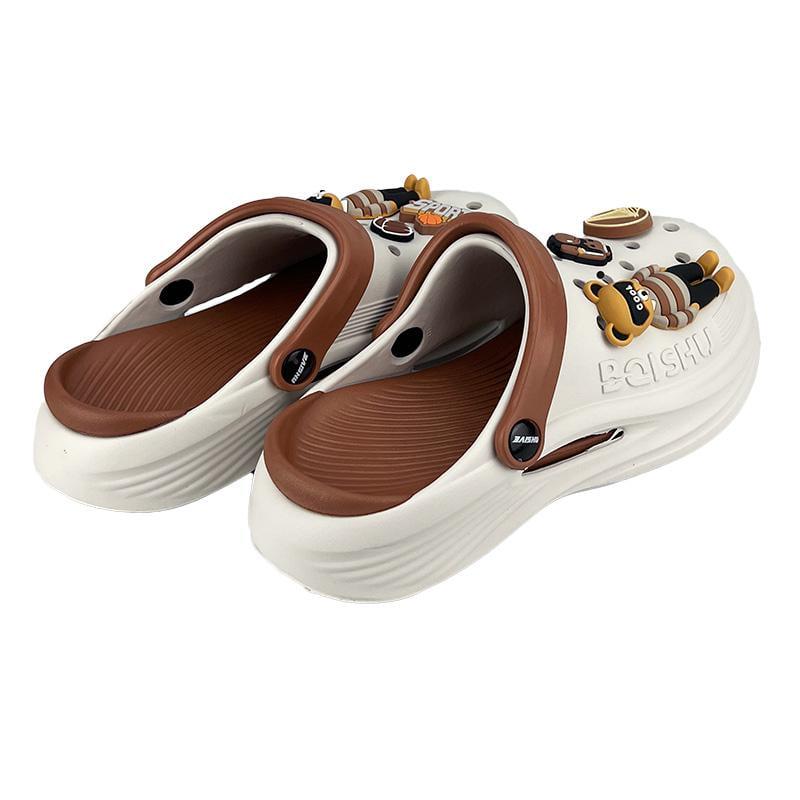 Кроксы женские с джибитсами 90753-2 p. 38 24-24,5 см Белый с коричневым - фото 4 Кроксы женские с джибитсами 90753-2 p. 38 24-24,5 см Белый с коричневым - фото 4