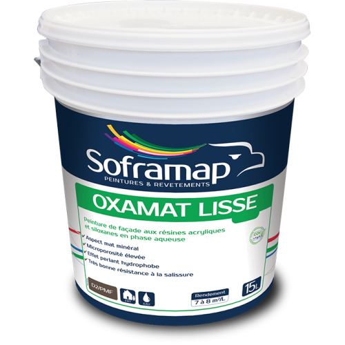 Фарба фасадна Soframap Oxamat Lisse акрилово-силоксанова матова база P 15 л Білий (600001302)