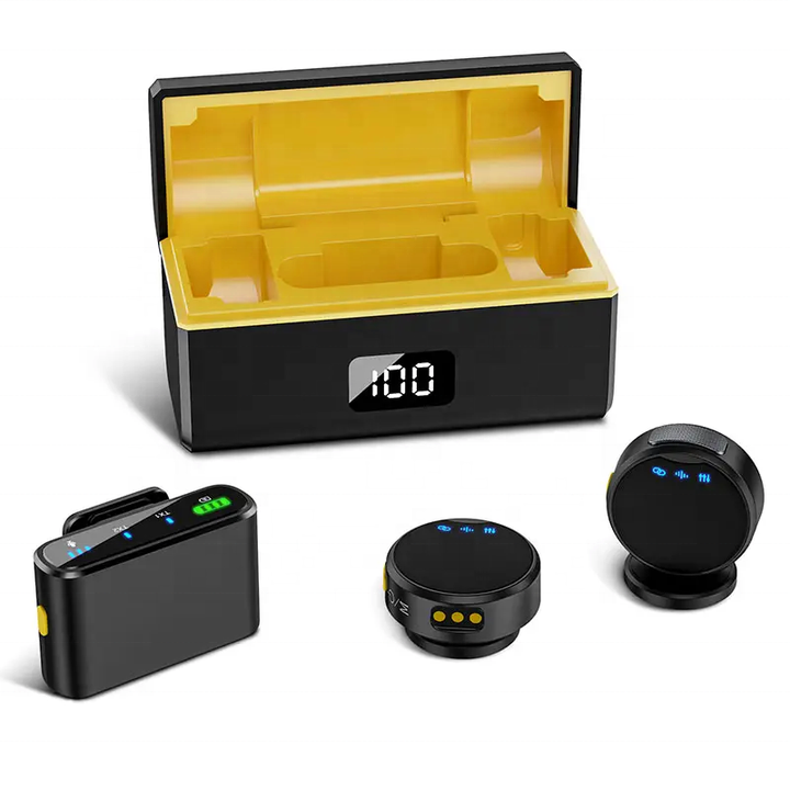 Микрофон петличный беспроводной Savetek M9MAX для iPhone/Android и видеокамеры Black/Yellow