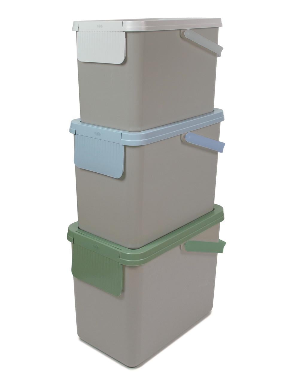 Контейнеры для сортировки отходов и мусора Snips с ручкой 3х30 л Бежево-серый (CNT00011638)