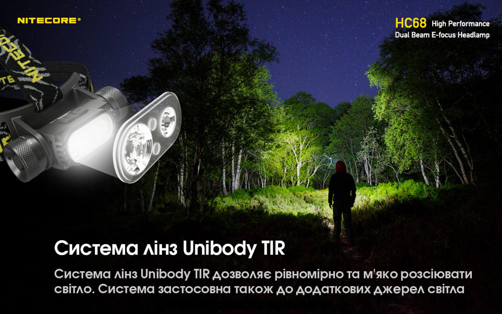 Ліхтар налобний Nitecore HC68 USB Type-C з електронним фокусуванням (010206) - фото 21 Ліхтар налобний Nitecore HC68 USB Type-C з електронним фокусуванням (010206) - фото 21