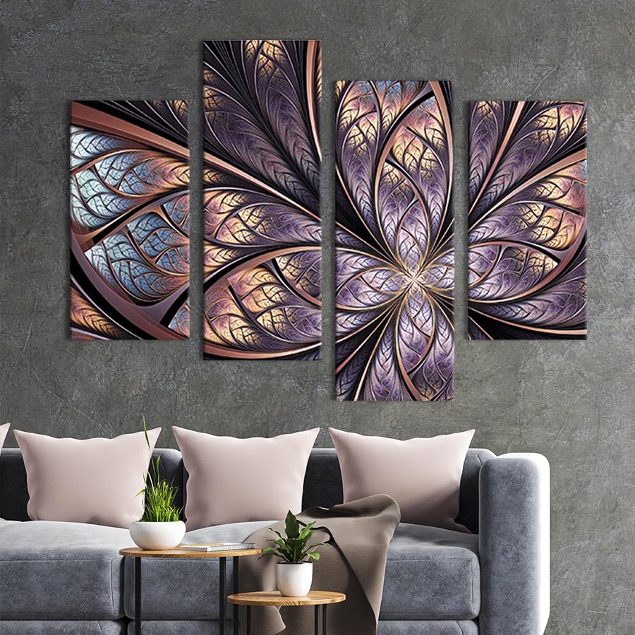 Картина модульная из 4 частей Узор бабочки XL 149x106 см (14-42)