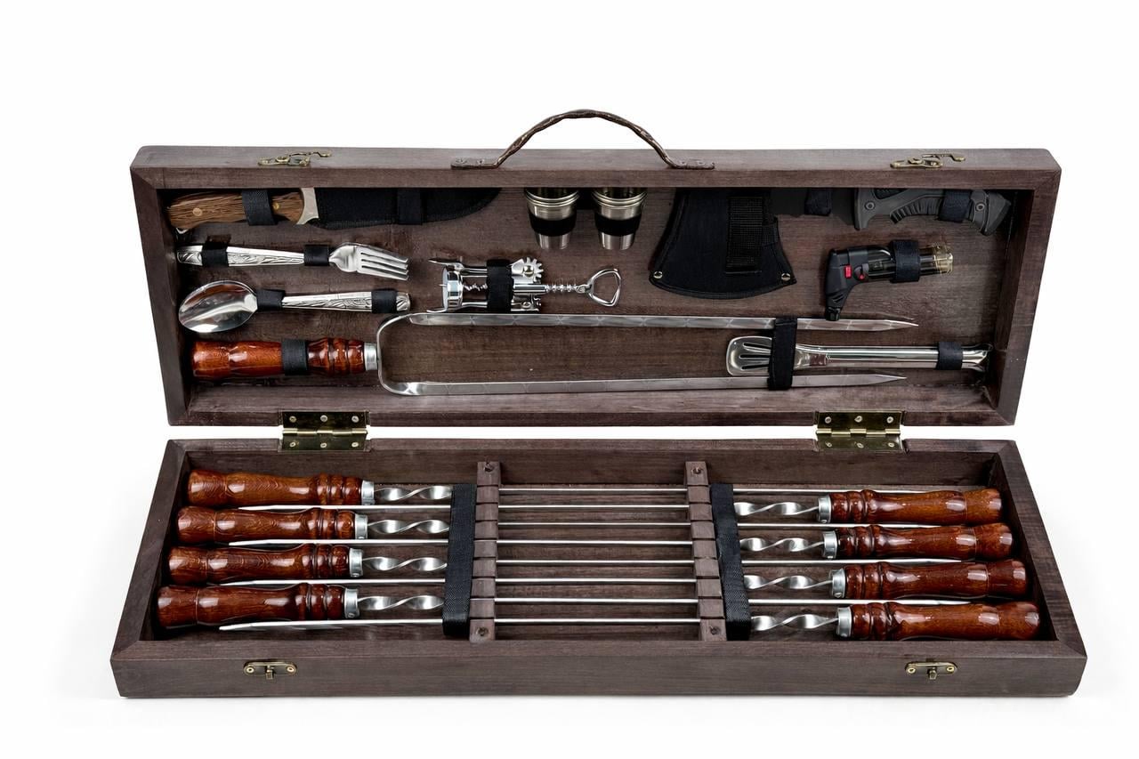 Подарочный комплект Grill Master ГРИЛЬ-2 из 32 предметов в кейсе Коричневый (168-10-KS-7602)