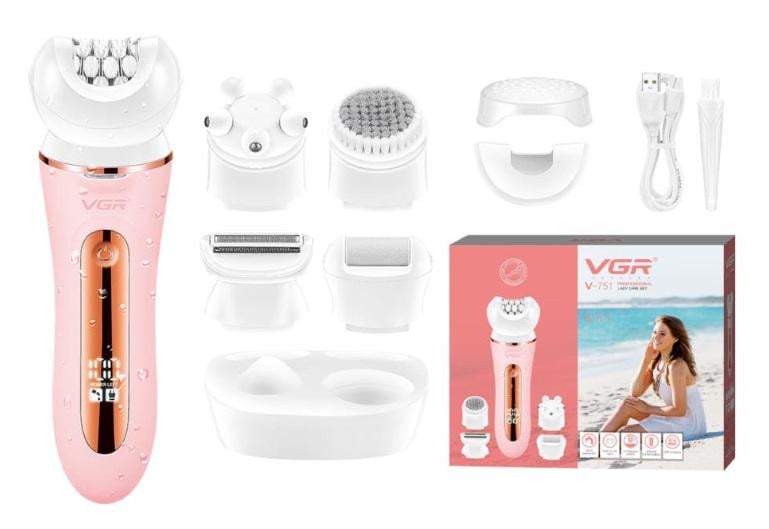 Епілятор VGR 5в1 V-751 5 насадок Pink