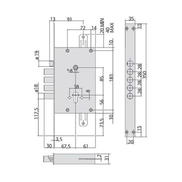 Механізм замку CISA 56835 Comfortlock BS67 5x85 мм Хром матовий (32677) - фото 3