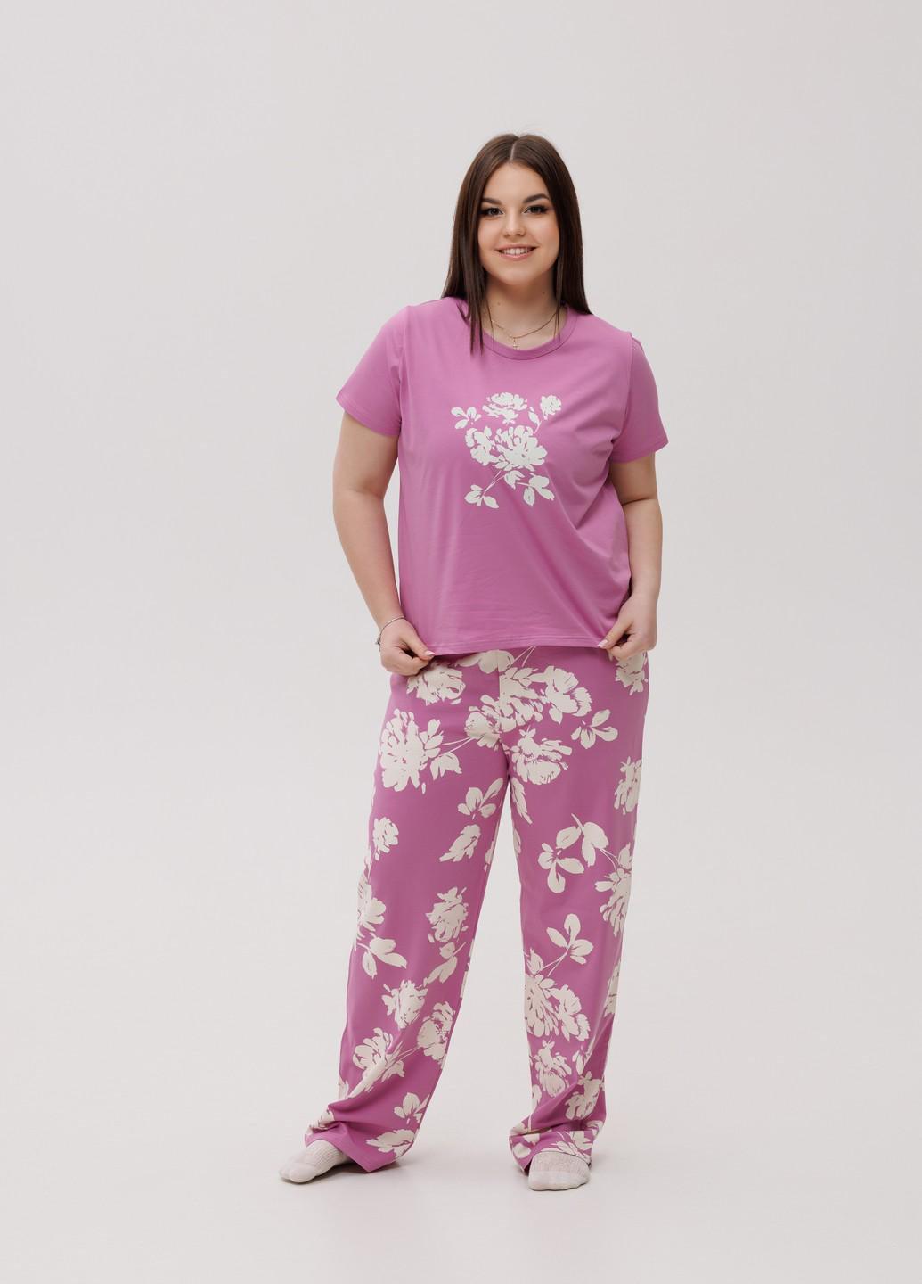Піжама жіноча бавовняна Наталюкс з брюками та квітковим принтом 2XL Крокус (4826446311561) - фото 3 Піжама жіноча бавовняна Наталюкс з брюками та квітковим принтом 2XL Крокус (4826446311561) - фото 3