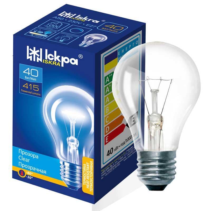 Лампа розжарювання Іскра прозора А55 40 Вт Е27 (27844476)