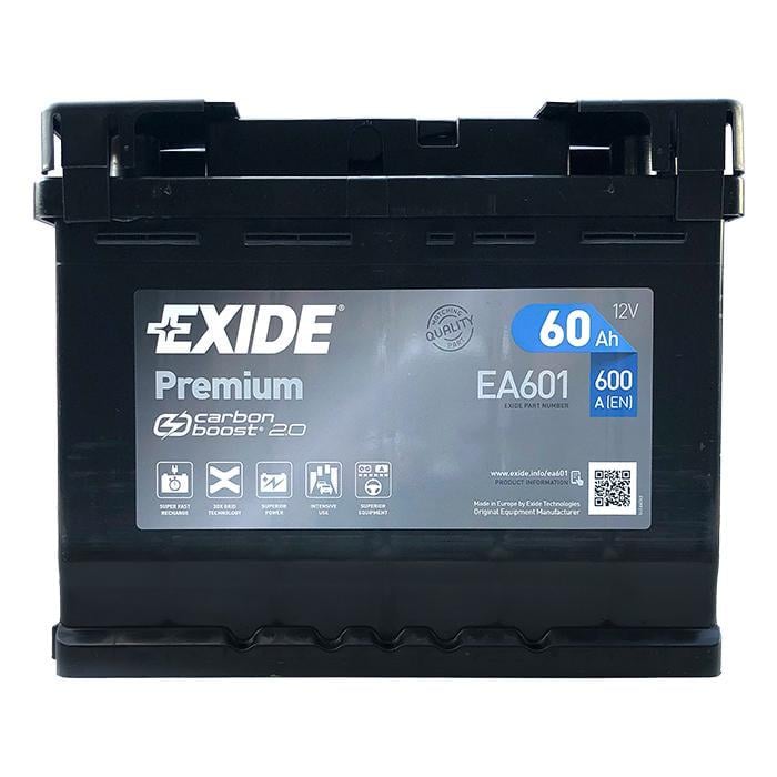 Акумулятор автомобільний EXIDE Carbon Boost 2.0 EA601 EN 6СТ-60Ah Аз 600A (76065)