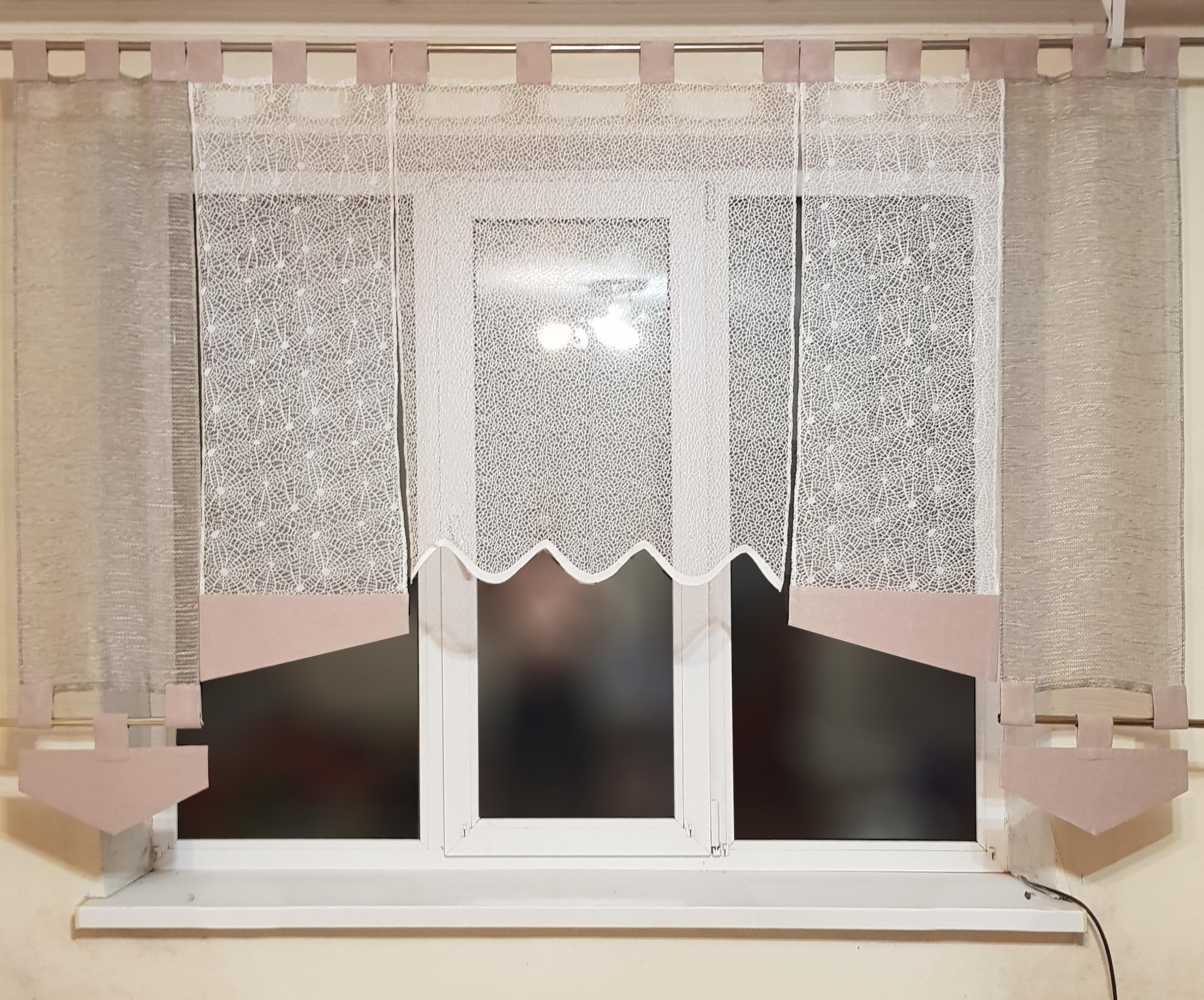 Комплект панельных занавесок на петлях Firanka Гипюр 5 шт. карниз 200 см Бежевый (70_5п)