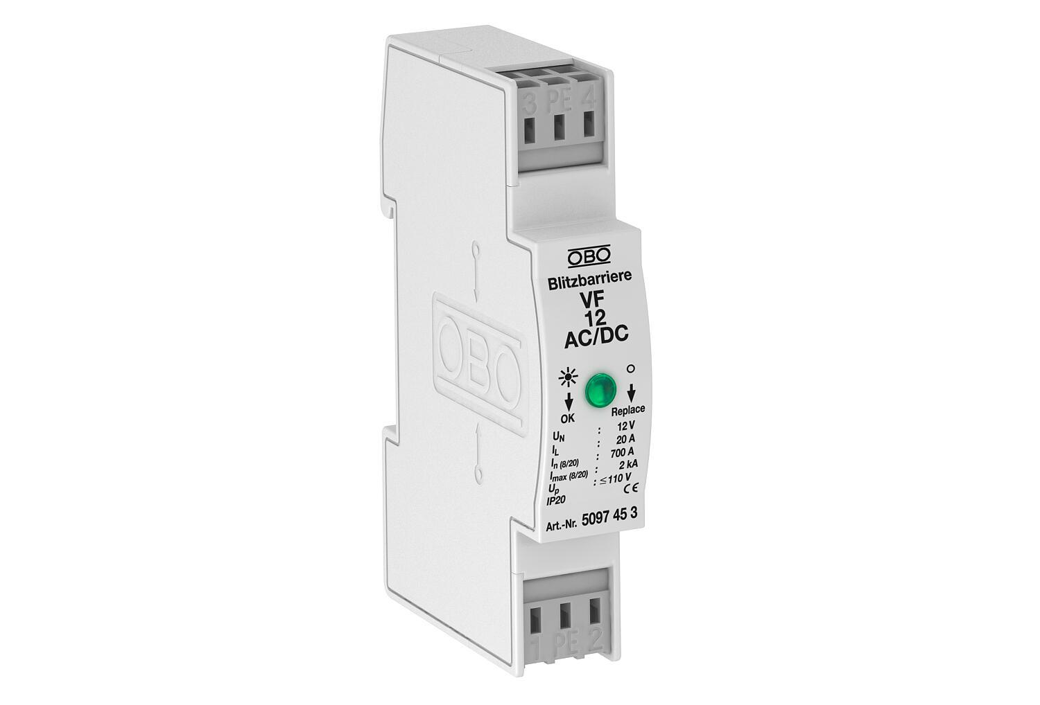 Модуль защиты OBO bettermann VF12-AC DC 3P 2кА 12 В AC/DC класc 3 D для контрольно-измерительных устройств (5097453) Модуль защиты OBO bettermann VF12-AC DC 3P 2кА 12 В AC/DC класc 3 D для контрольно-измерительных устройств (5097453)