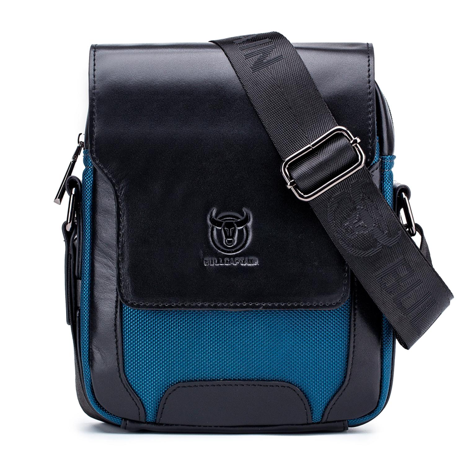 Мужская сумка кожаная через плечо BULLCAPTAIN Черно-синий (BC999BL) Мужская сумка кожаная через плечо BULLCAPTAIN Черно-синий (BC999BL)
