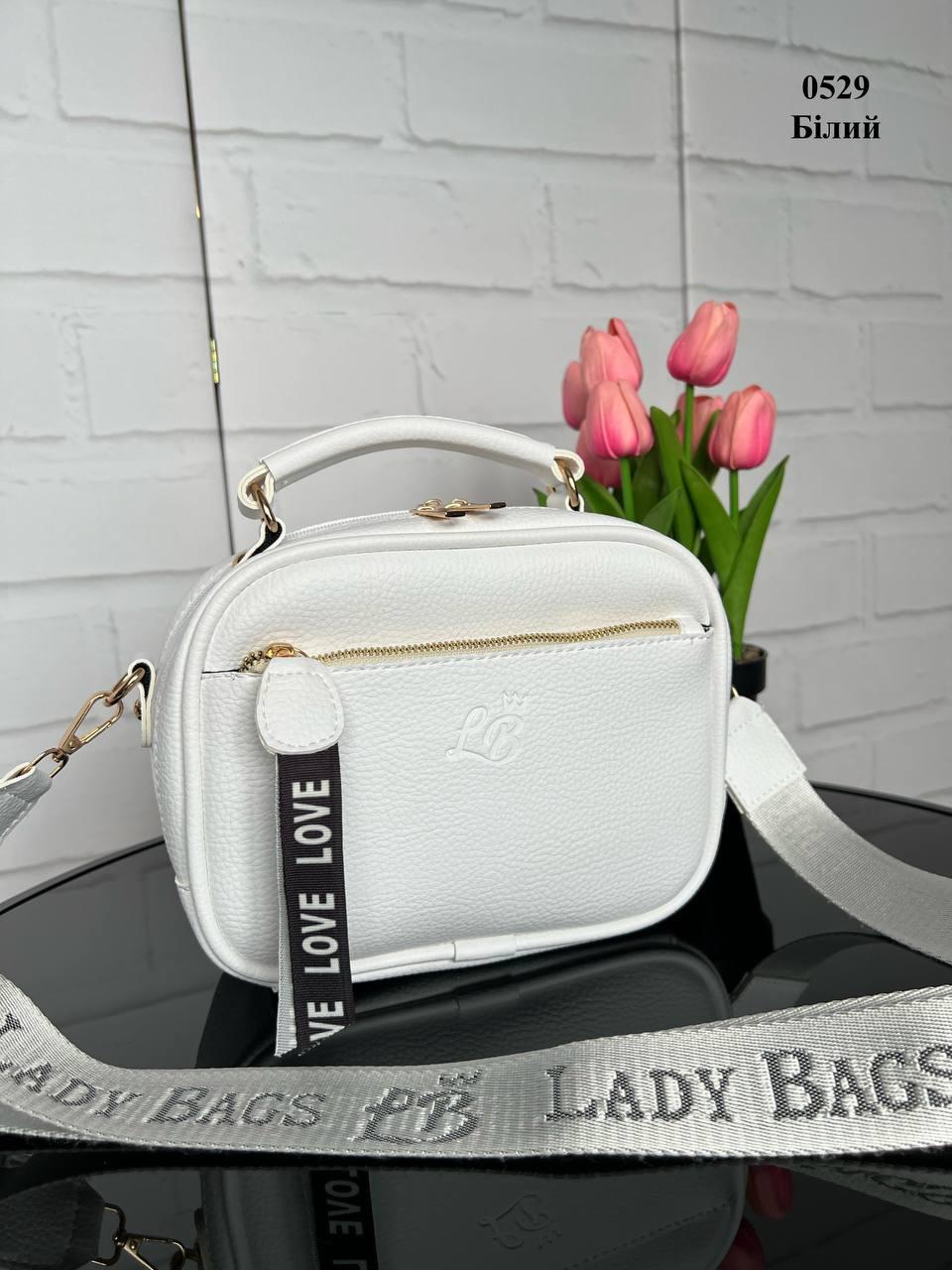 Сумка женская кросс-боди маленькая из экокожи через плечо на широком ремне Белый - фото 2 Сумка женская кросс-боди маленькая из экокожи через плечо на широком ремне Белый - фото 2