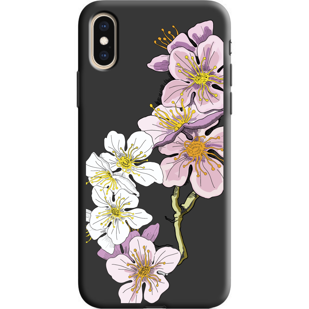 Чехол Boxface iPhone XS Max Cherry Blossom Черный силикон (35321-cc4-41771)