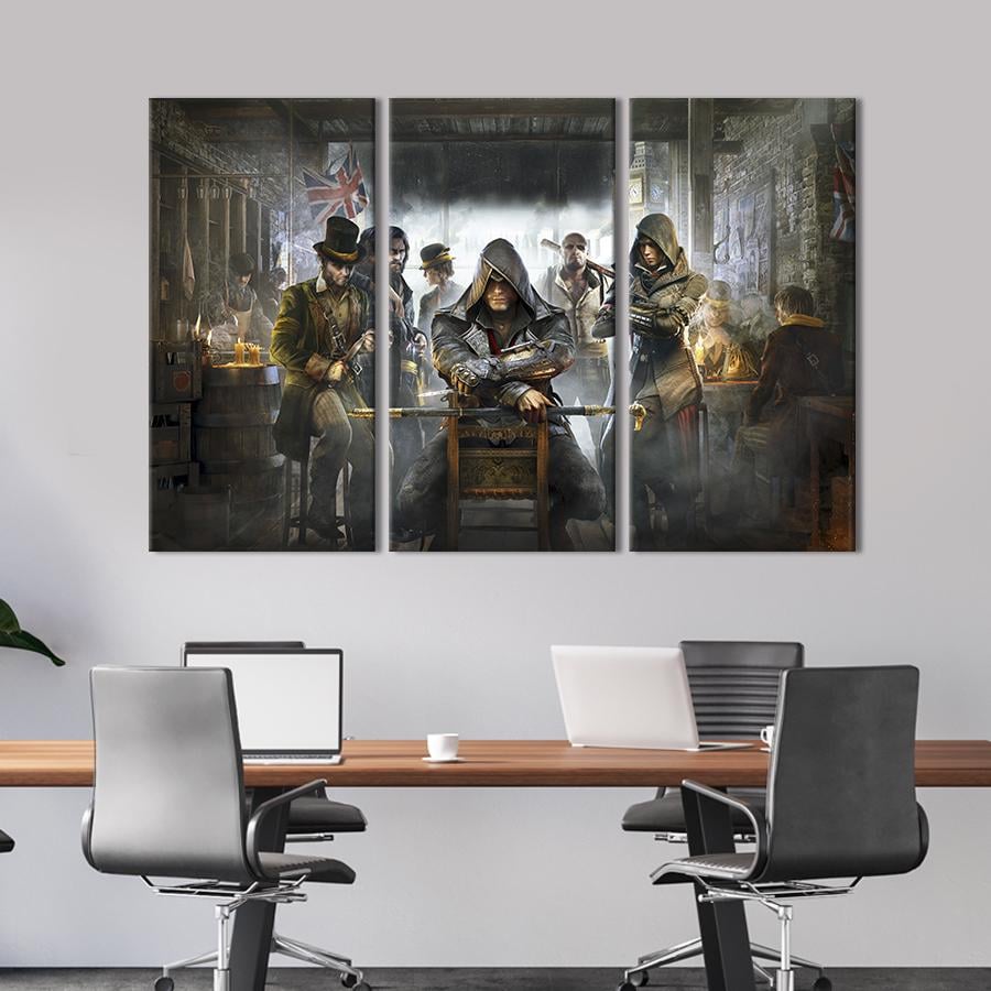 Картина на холсте триптих Assassin's Creed: Syndicate 128x81 см (1433-31)
