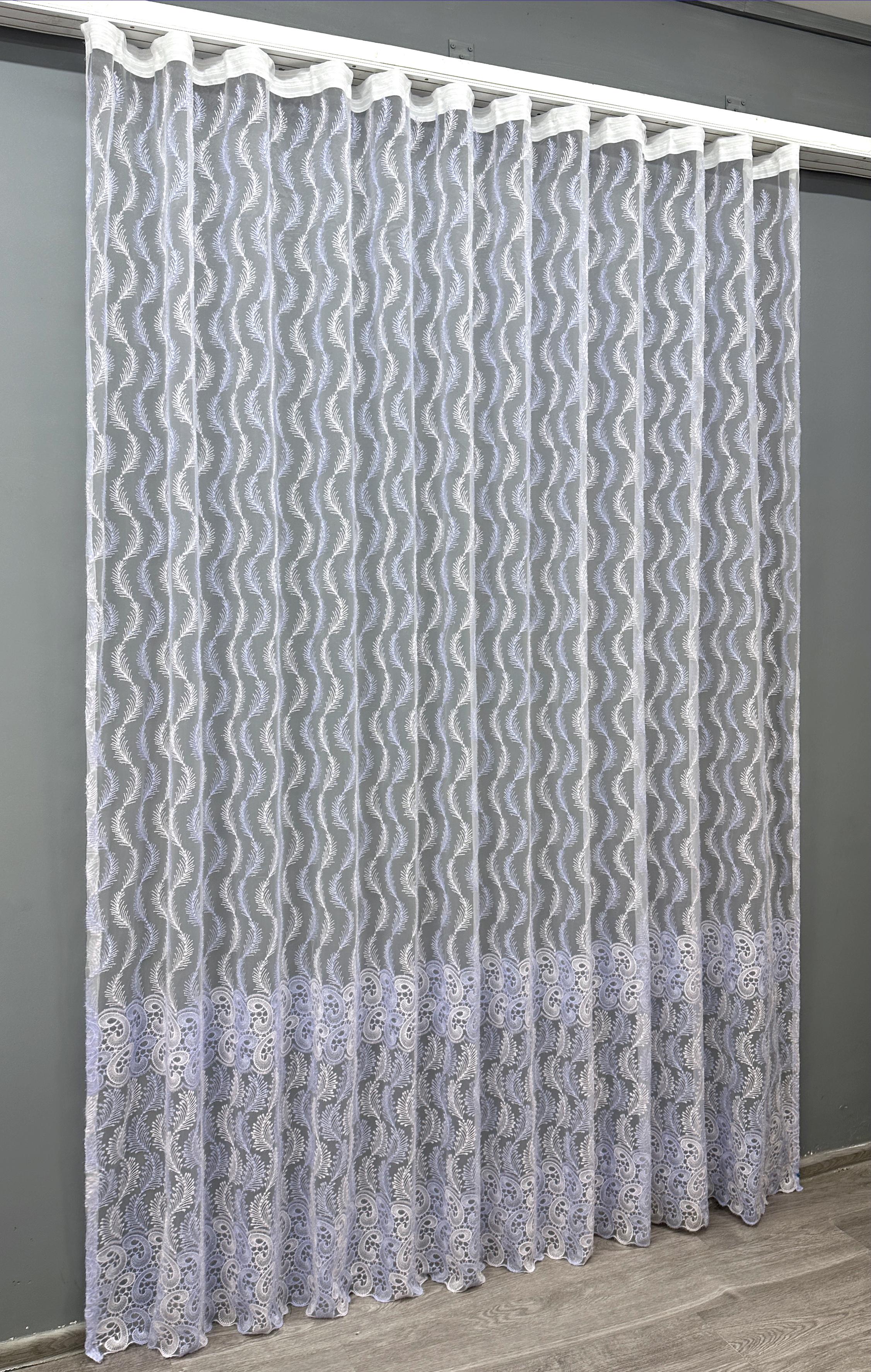 Тюль VR-Textil 1683т Органза с вышивкой и люрексом 300х270 см Голубой/Белый (42-0731) - фото 2