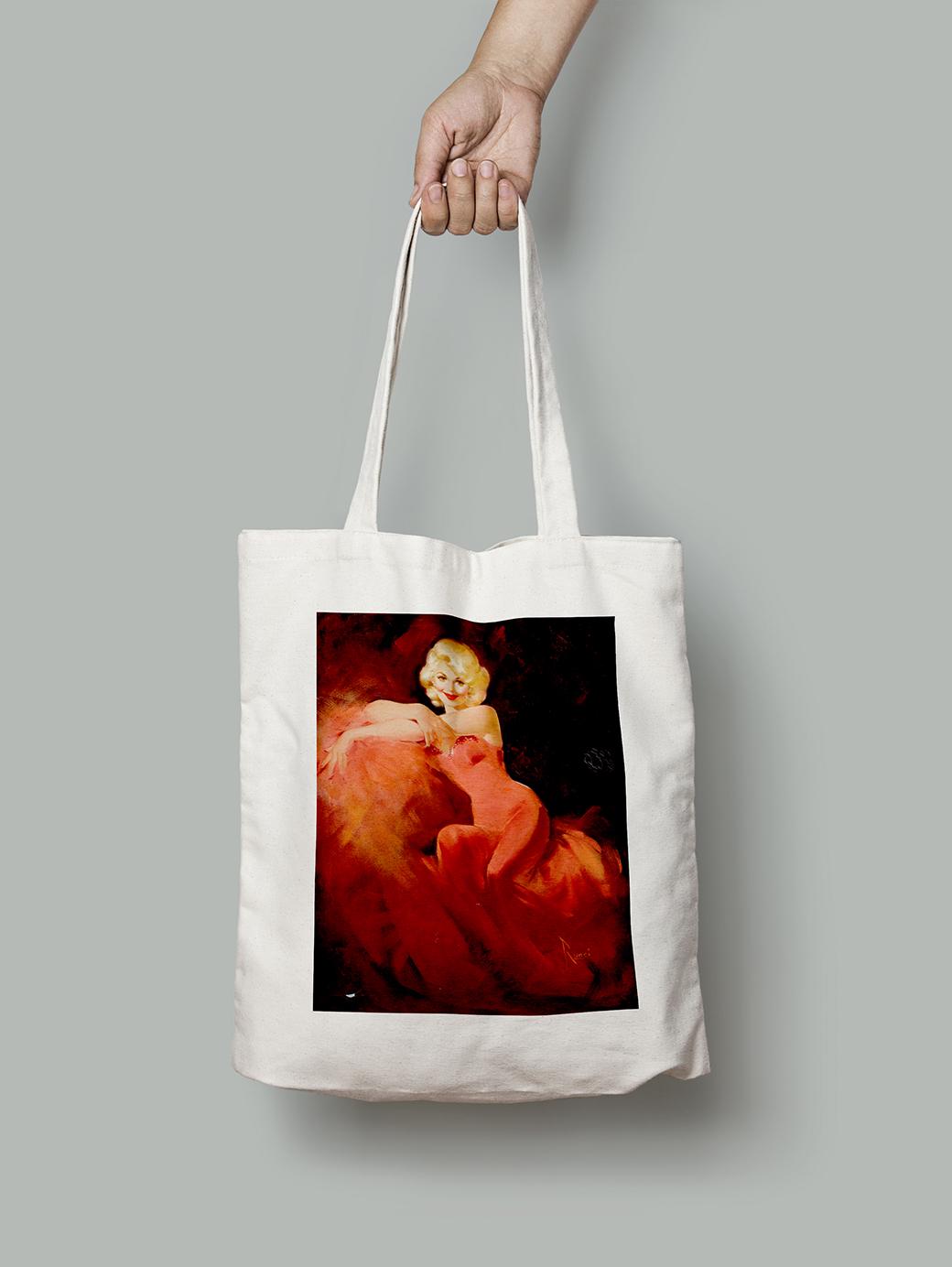 Эко-сумка Девушка в красном. Эдвард Рунчи шопер (pin_up010071_Bag)