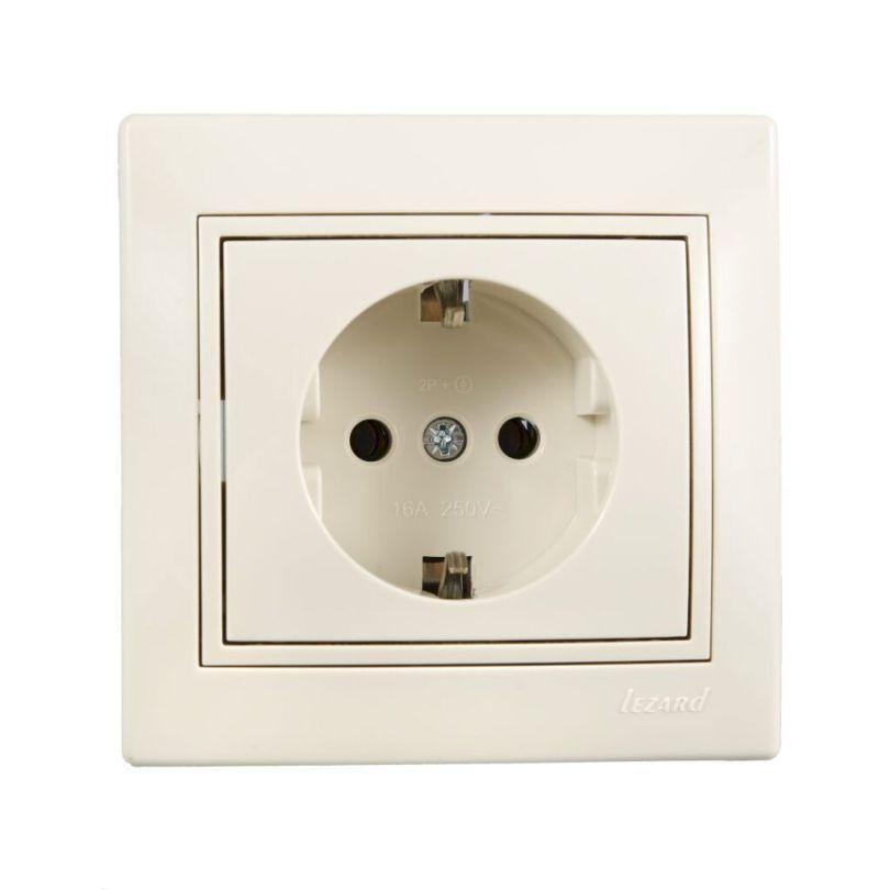 Розетка із заземленням Lezard Mira Кремовий (701-0303-122B)