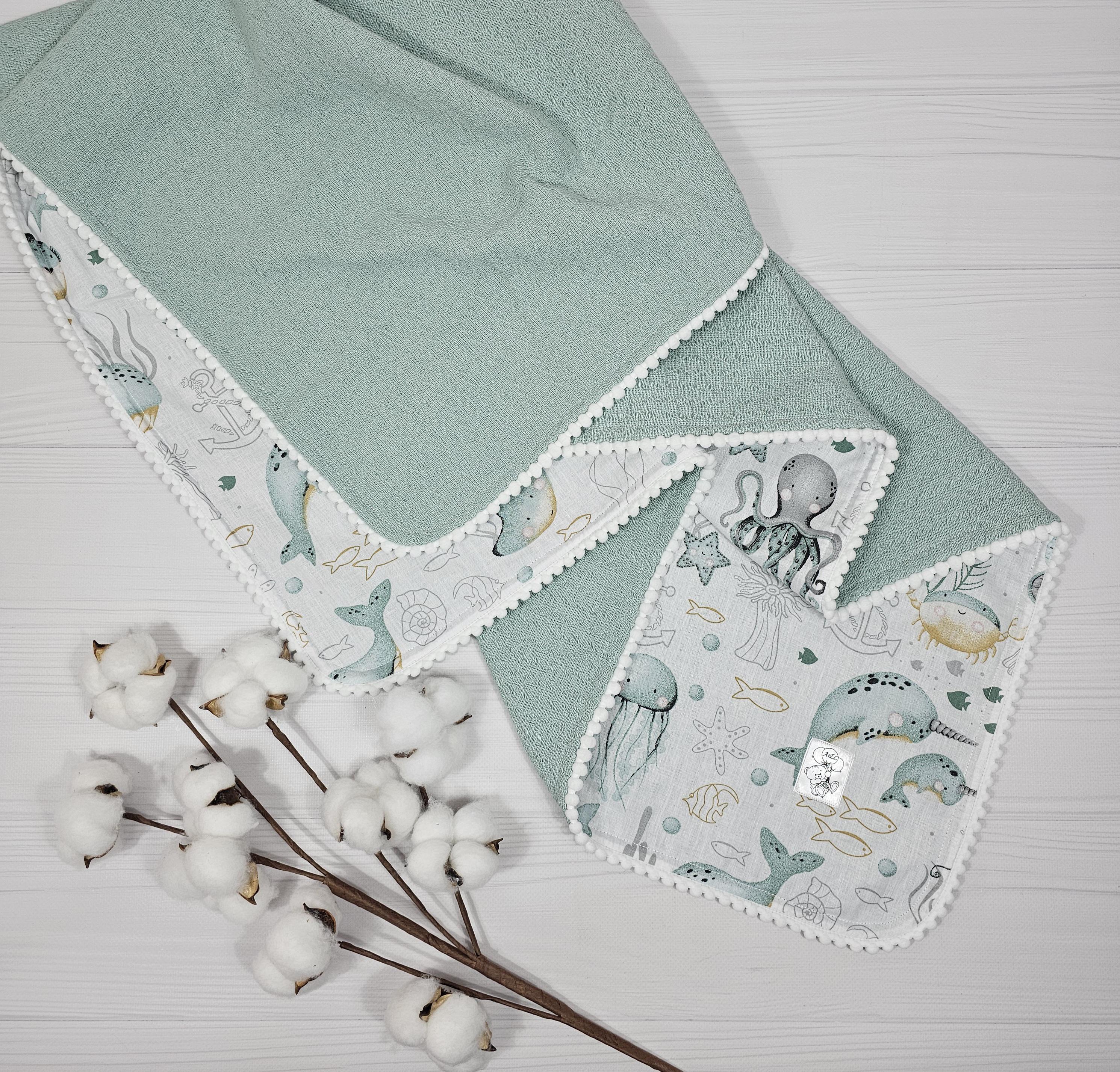 Плед для малыша 80х100 см A.L.Babybox Морские обитатели Зеленый (26236334) Плед для малыша 80х100 см A.L.Babybox Морские обитатели Зеленый (26236334)