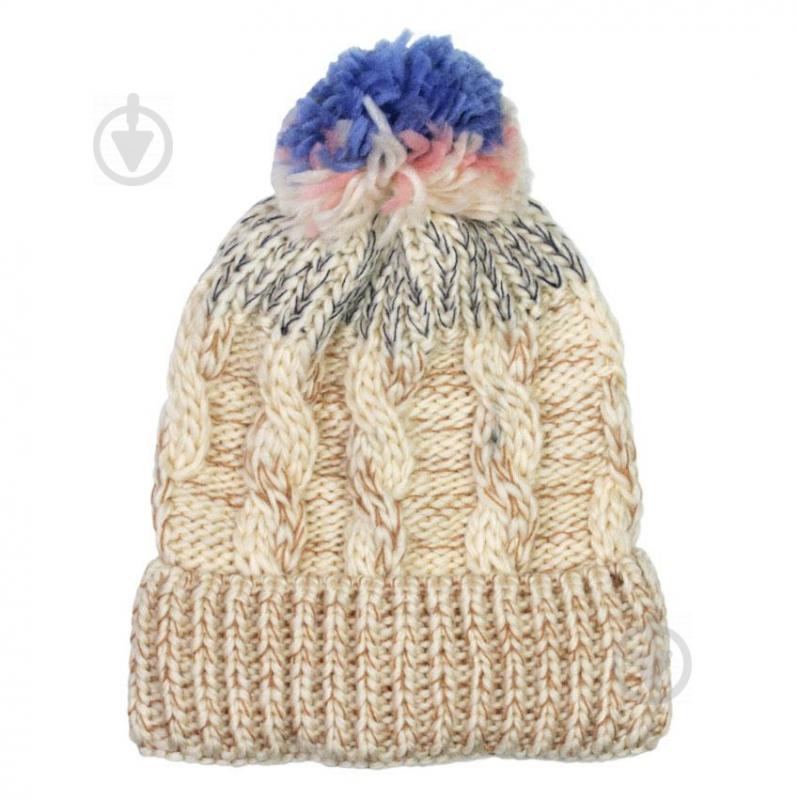 Шапка Beani'qe Bubо c помпоном One size Бежевая (21177)