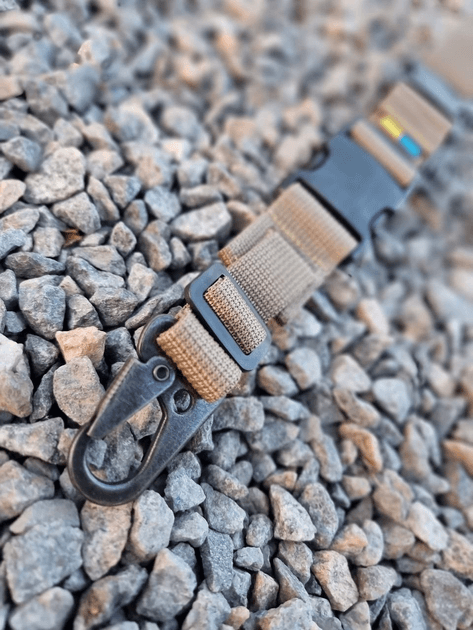 Ремінь триточковий з карабіном та утяжкою Койот (three-point-1-kt) - фото 2 Ремінь триточковий з карабіном та утяжкою Койот (three-point-1-kt) - фото 2