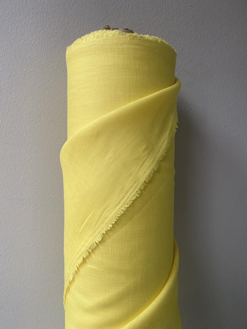 Тканина LINEN PLUS лляна натуральна 143 см 1490 Жовтий - фото 9