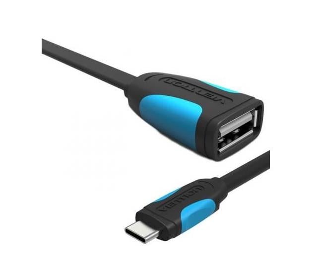 Кабель перехідник Vention Flat USB2,0 A -Micro B OTG Cable 0,1 м Black (VAS-A09-B010)