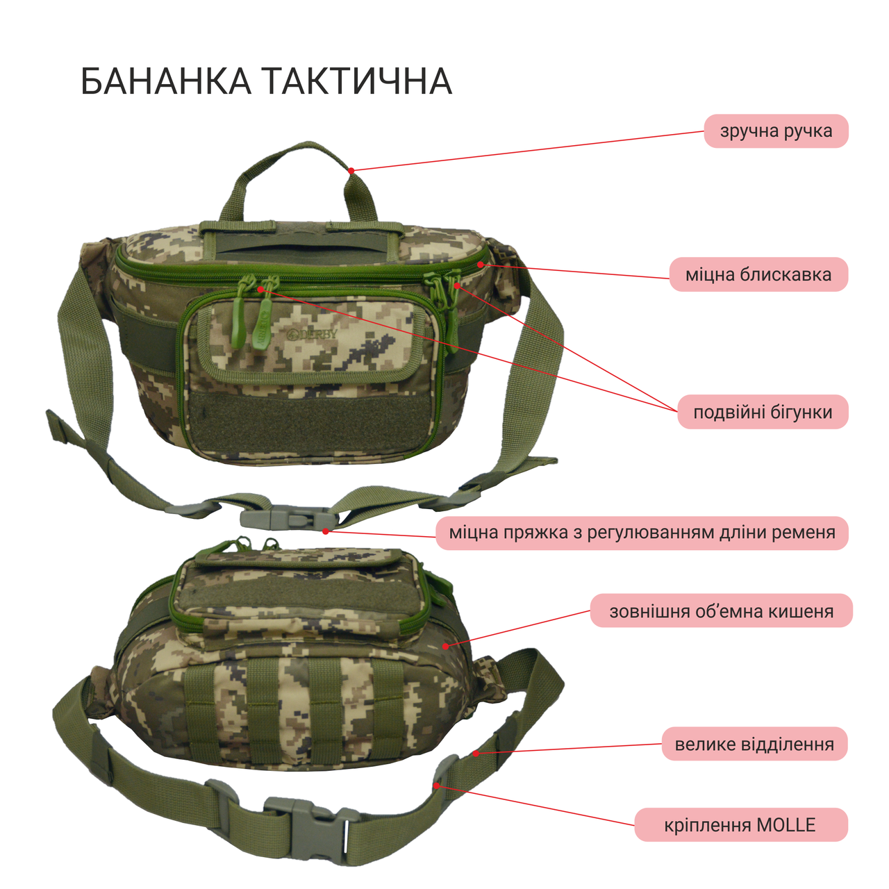 Сумка на пояс Derby Crossbag-1 Пиксель (2056627181) - фото 3 Сумка на пояс Derby Crossbag-1 Пиксель (2056627181) - фото 3