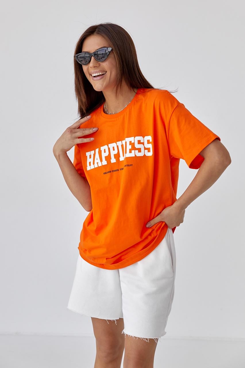 Футболка AURA istanbul "Happiness" S Оранжевый (9541992)