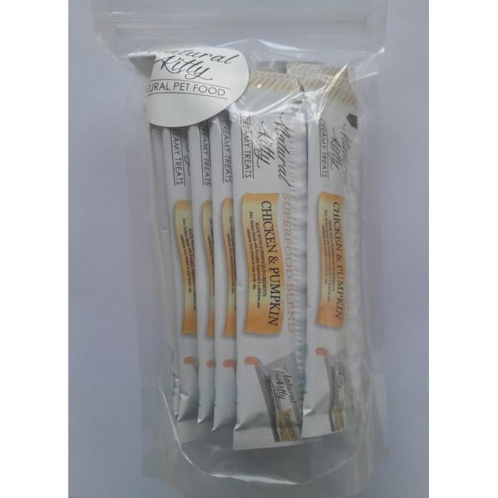 Ласощі для котів Natural Kitty Creamy Treats Superfood Blend CHICKEN&PUMPKIN курка та гарбуз в желе 24 стіки по 12 г