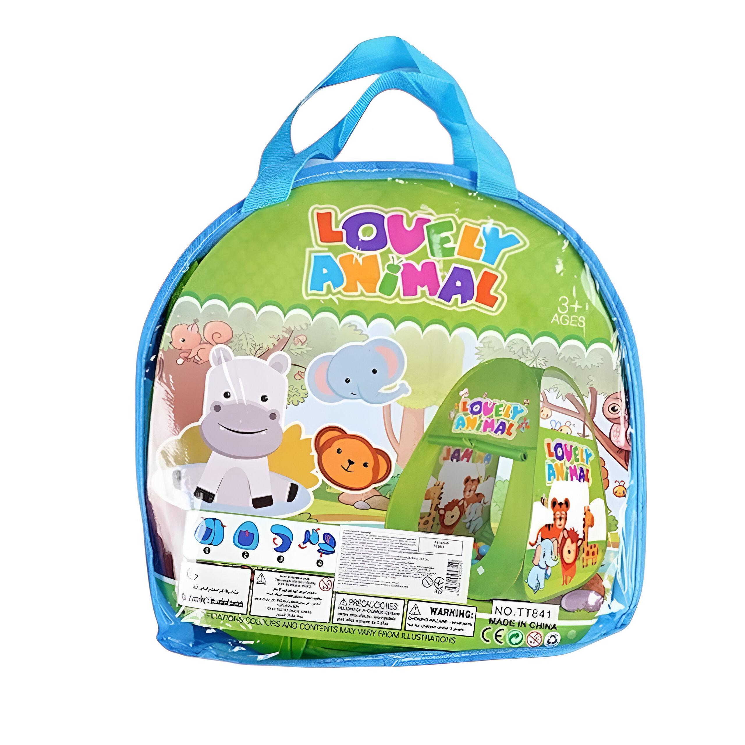 Игровая палатка для детей ТТ 841 "Животные" 65х65х80 см Зеленый - фото 2 Игровая палатка для детей ТТ 841 "Животные" 65х65х80 см Зеленый - фото 2