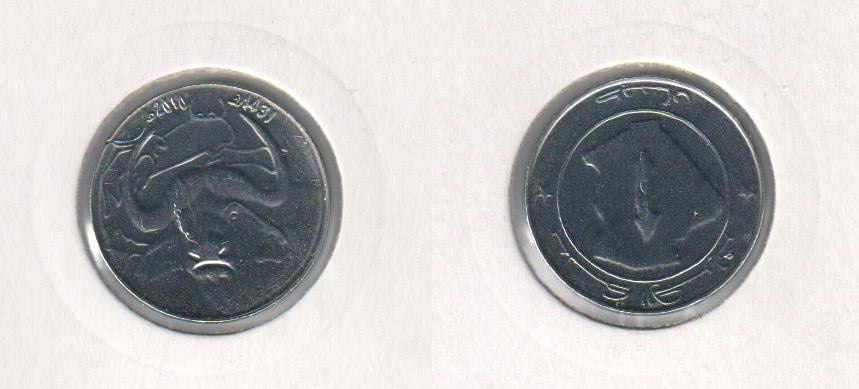 Колекційна монета Алжир 1 динар 2010 року Буйвол UNC (KM#129)