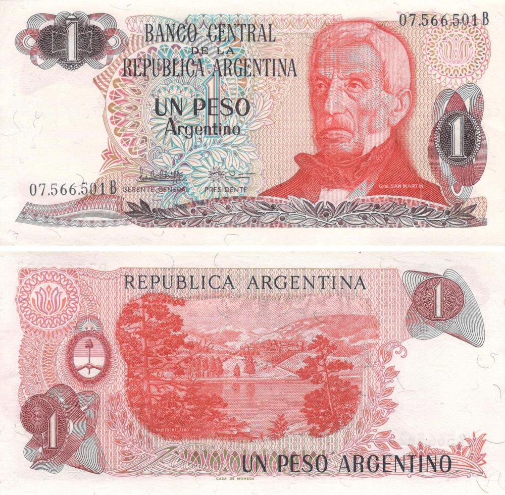 Коллекционная банкнота Аргентина 1 песо 1983-1984 UNC P311 (Б09081)