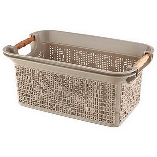 Кошик ТР-622 з дерев'яними ручками Латте - фото 1 Кошик ТР-622 з дерев'яними ручками Латте - фото 1