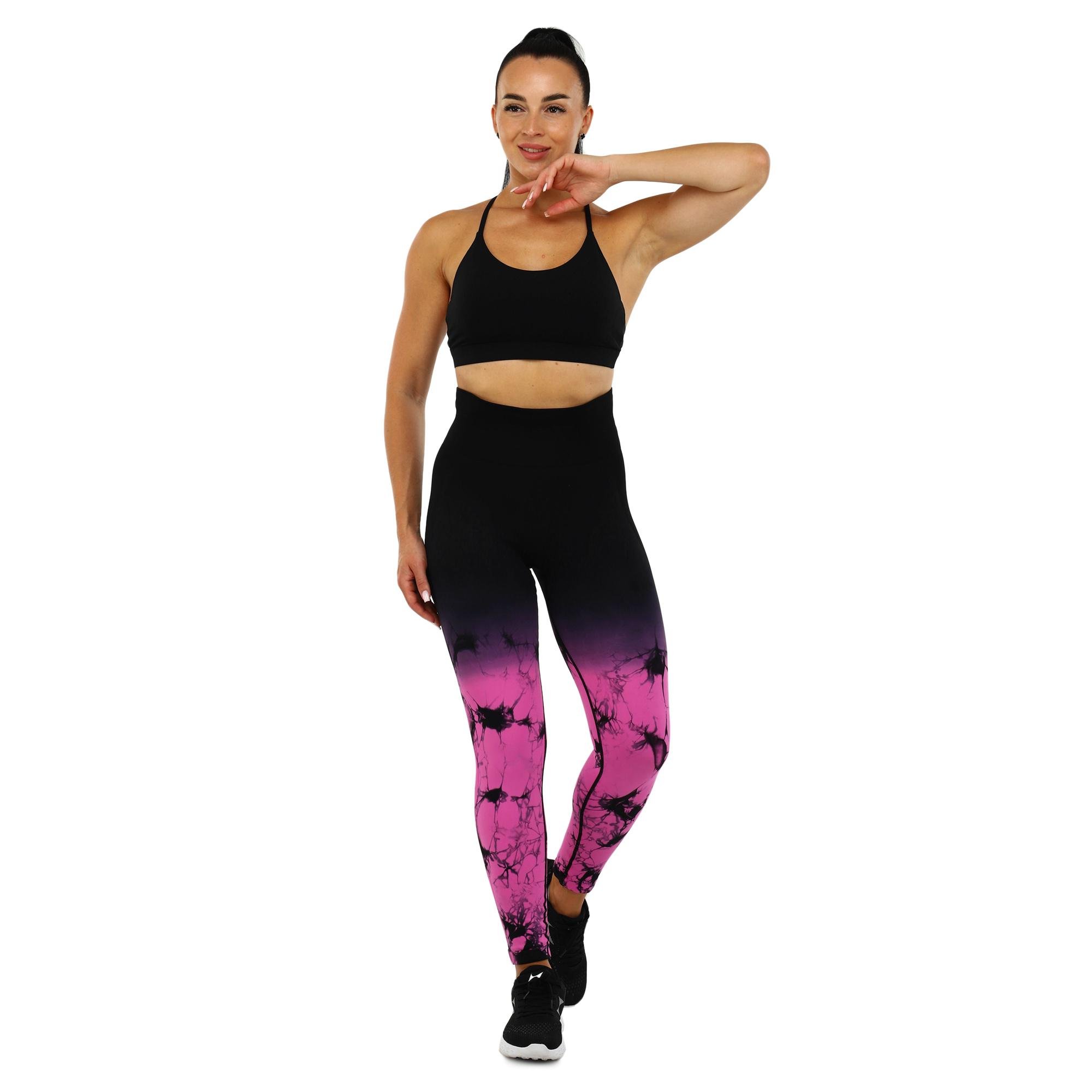 Лосины женские DOMINO 9072 бесшовные с эффектом пуш-ап мраморные тай-дай M Черно-розовый (9072_Черный-розовый_M) - фото 4 Лосины женские DOMINO 9072 бесшовные с эффектом пуш-ап мраморные тай-дай M Черно-розовый (9072_Черный-розовый_M) - фото 4