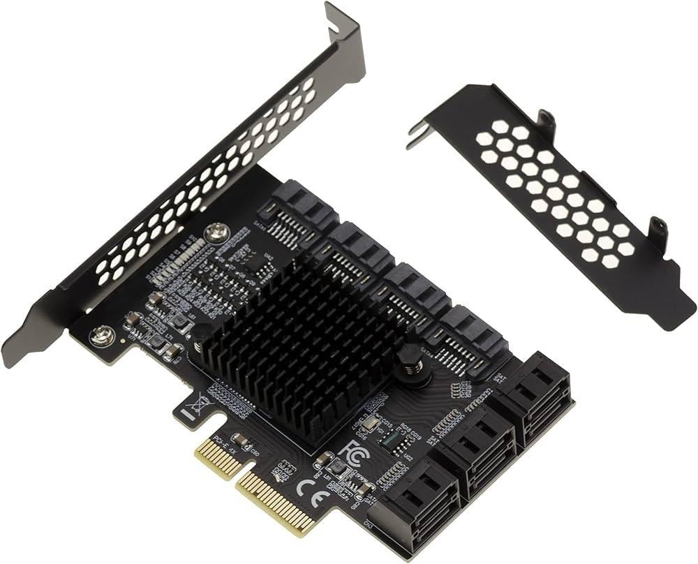 Контроллер SATA PCIe 3.0 x4 на 10 портов ASM1166/JMB575 до 32 ТБ (3197647343)