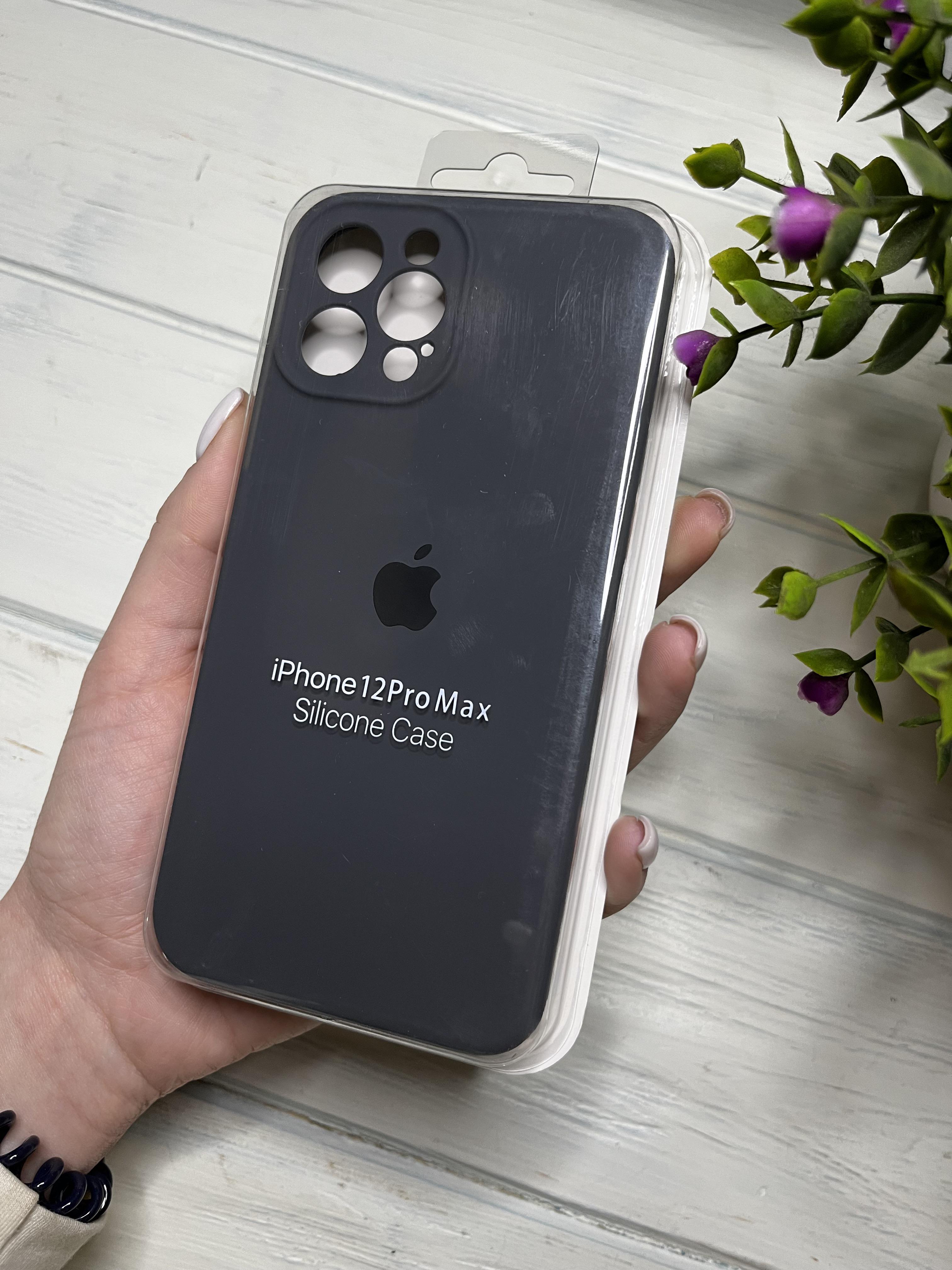 Чехол накладка на iPhone (Айфон) 12 Pro Max квадратные борта silicone case full camera Apple