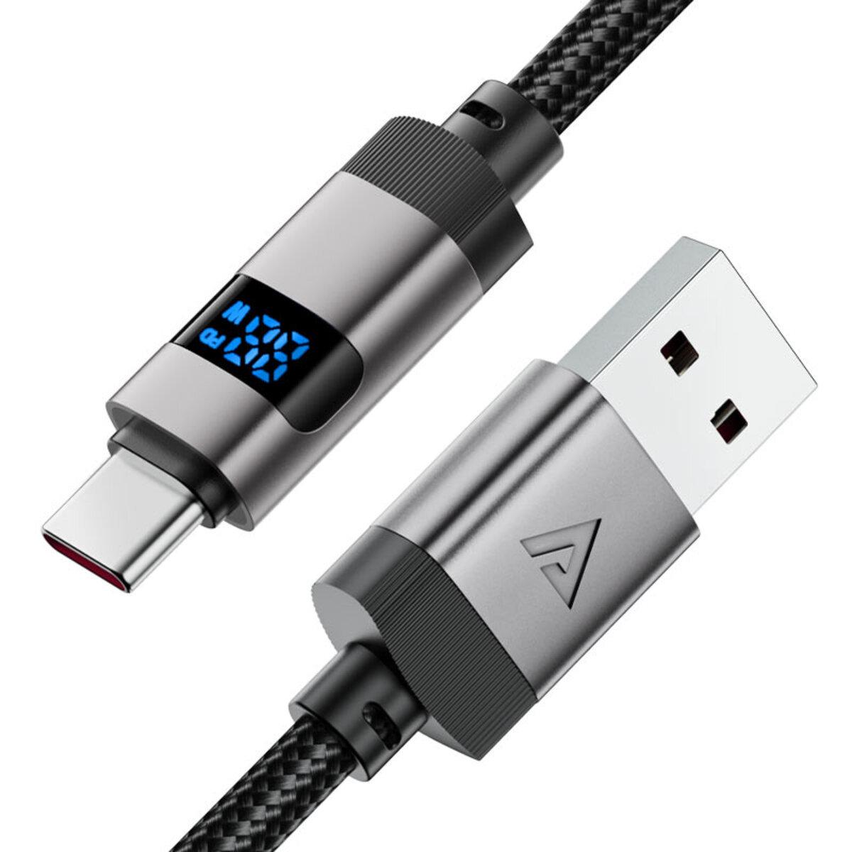 Кабель Acefast USB-A to USB-C C15-04 нейлоновая оплетка 66W с цифровым дисплеем 1,2 м Черный (612455) - фото 3 Кабель Acefast USB-A to USB-C C15-04 нейлоновая оплетка 66W с цифровым дисплеем 1,2 м Черный (612455) - фото 3