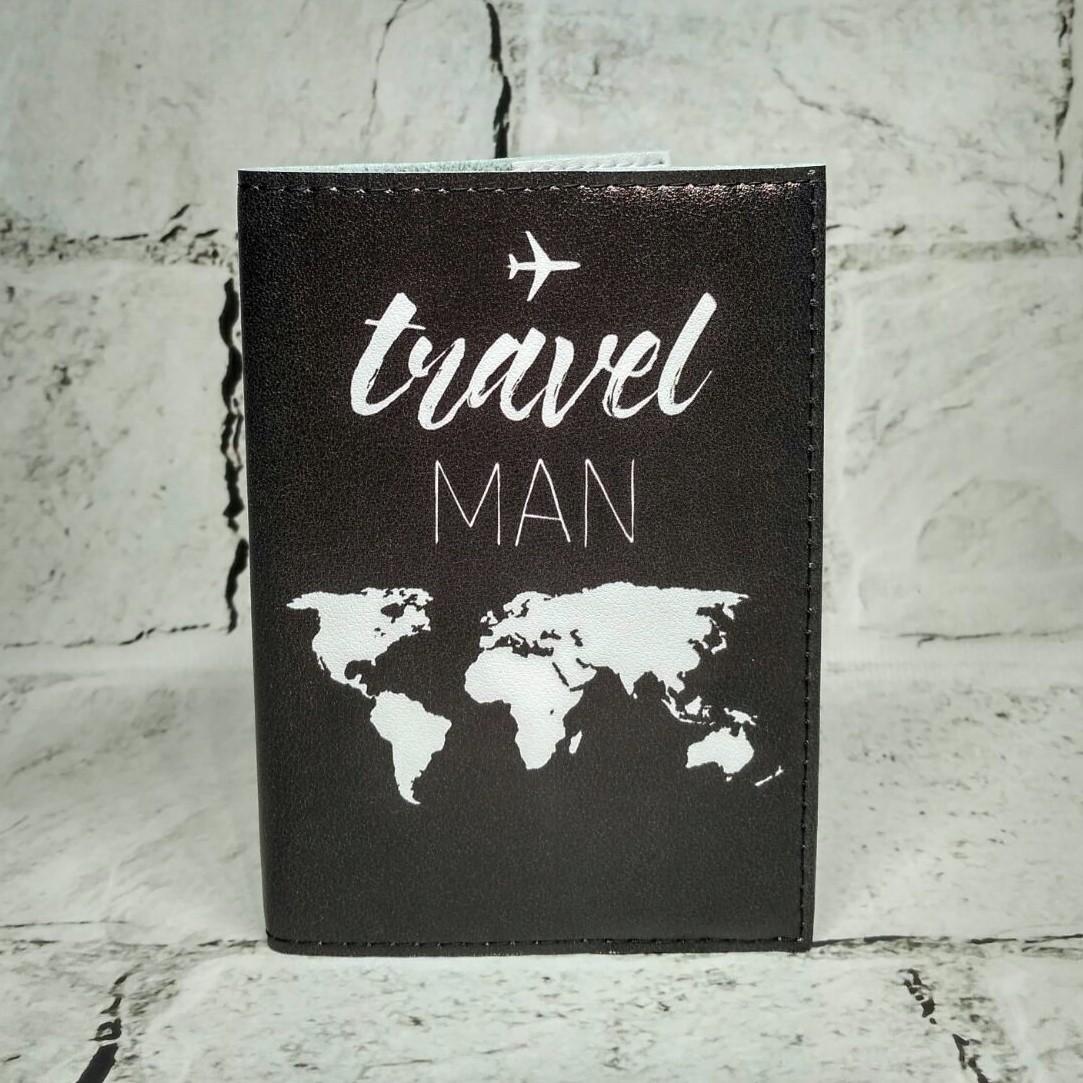 Обложка для паспорта Travel man из экокожи (225)