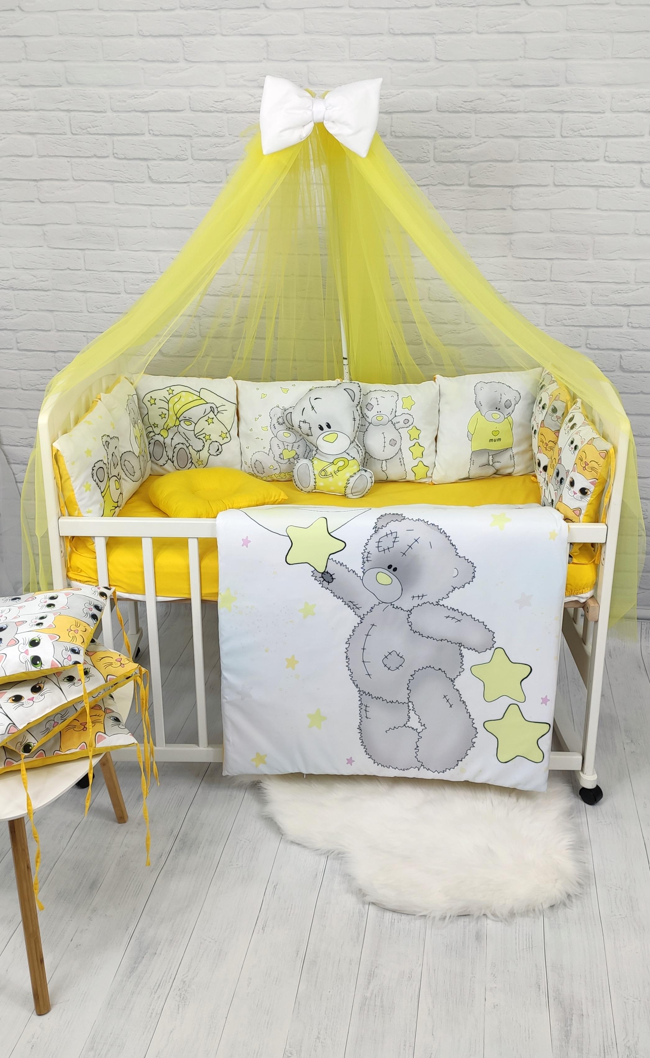 Комплект постельного белья Тедди для новорожденных Желтый - фото 2 Комплект постельного белья Тедди для новорожденных Желтый - фото 2