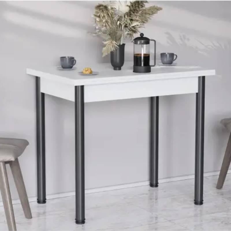 Обеденный стол-трансформер Ferrum-decor Берта металл/ДСП 16 мм 750x1400x900 мм Черный/Белый (FRD-105178) - фото 1