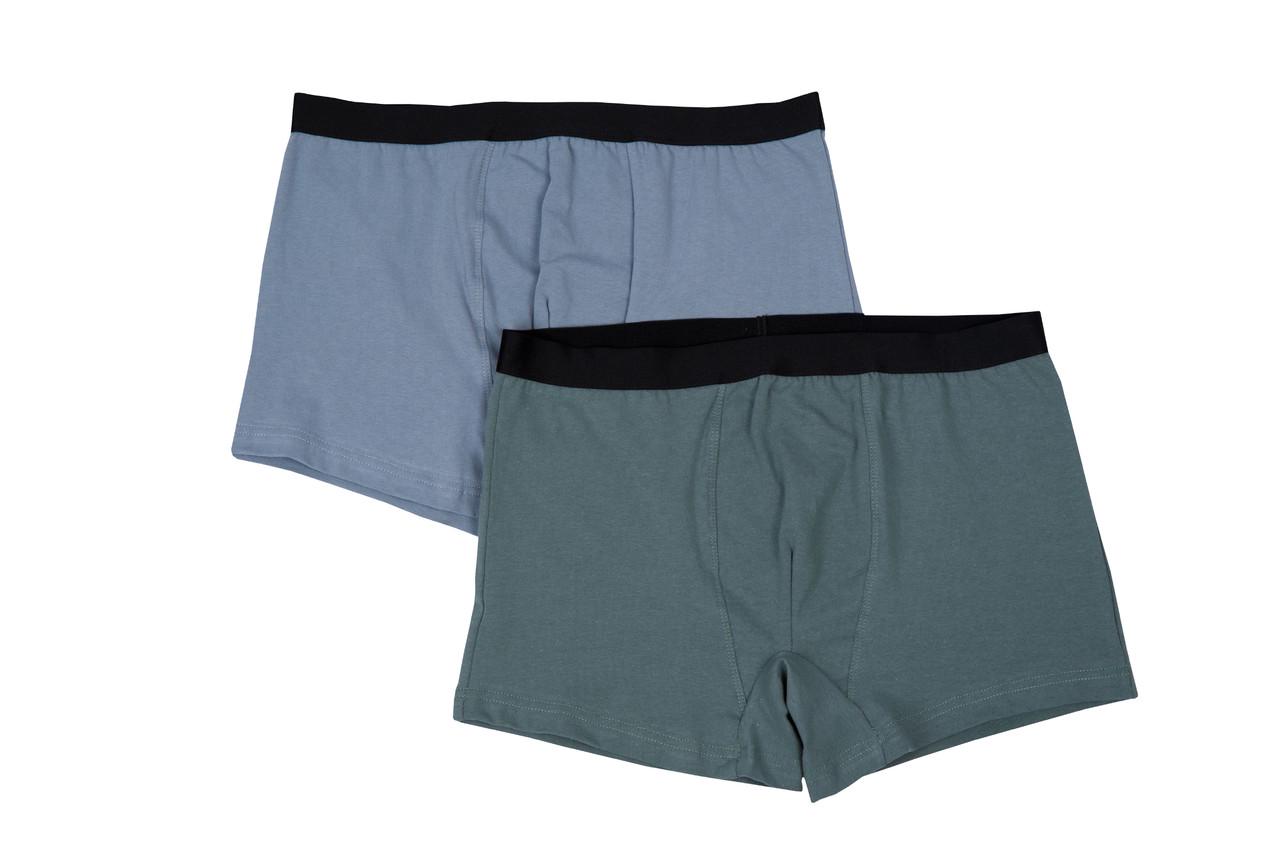 Комплект мужских хлопковых трусов на резинке GBI S 2 шт. Серый/Оливковый (13732)