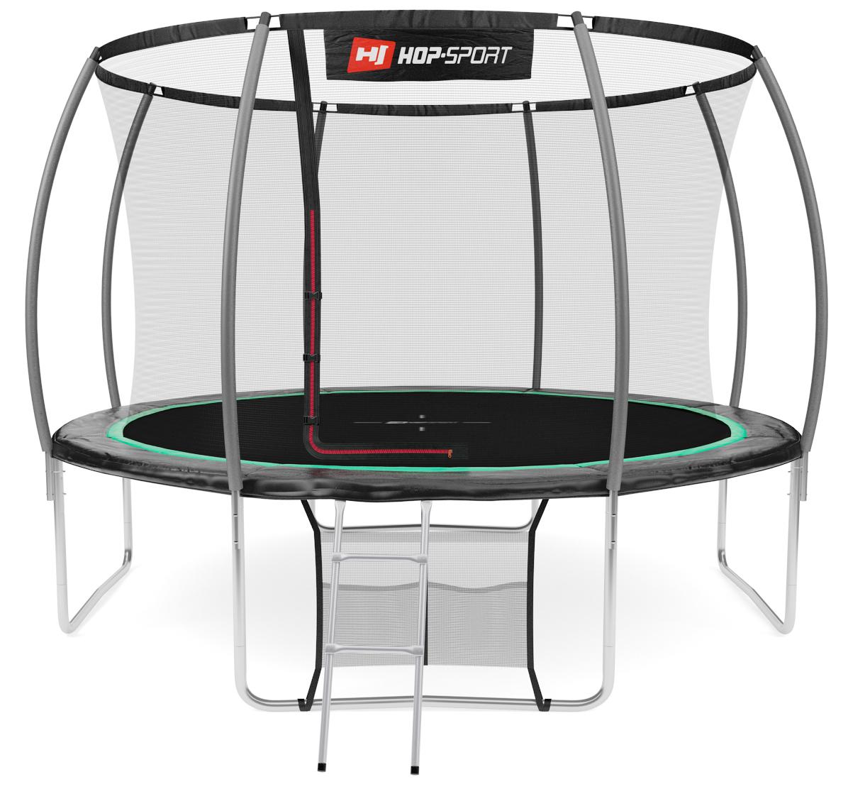 Батут Hop-Sport Premium 12ft (366 см) з внутрішньою сіткою Чорно-зелений - фото 2