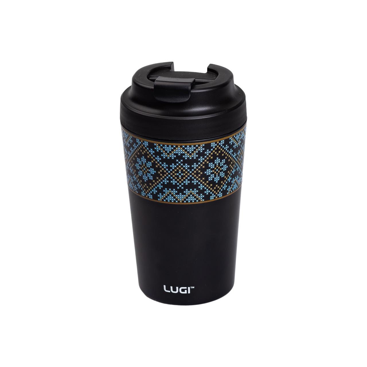 Термочашка Вишиванка з керамічною колбою 380 мл Чорний