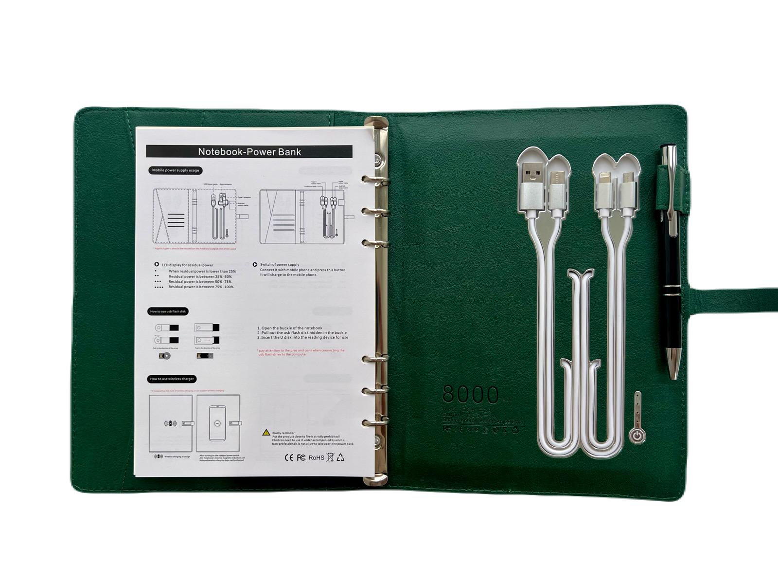 Блокнот-ежедневник AB tech Colorful c беспроводной зарядкой/Power Bank и USB flash 16 Gb Зеленый - фото 5 Блокнот-ежедневник AB tech Colorful c беспроводной зарядкой/Power Bank и USB flash 16 Gb Зеленый - фото 5