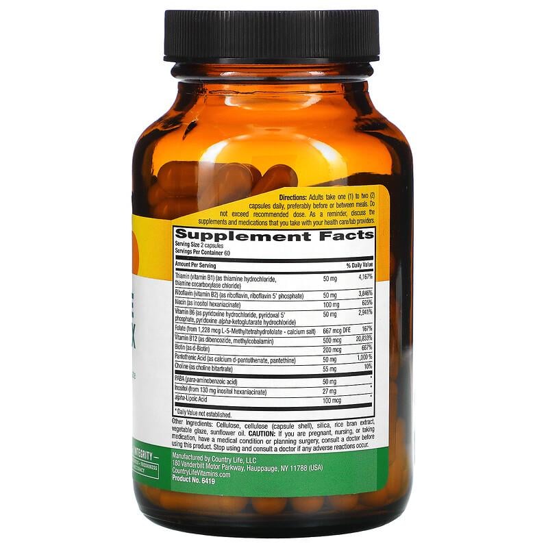 Коэнзим В-комплекс Country Life Coenzyme B-Complex Caps кофермент 120 капсул (994916305) - фото 2