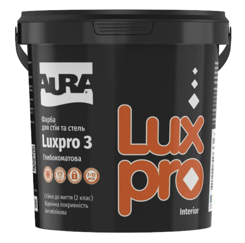 Краска интерьерная акрилатная глубокоматовая Aura Luxpro 3 В1 0,95 л Белый