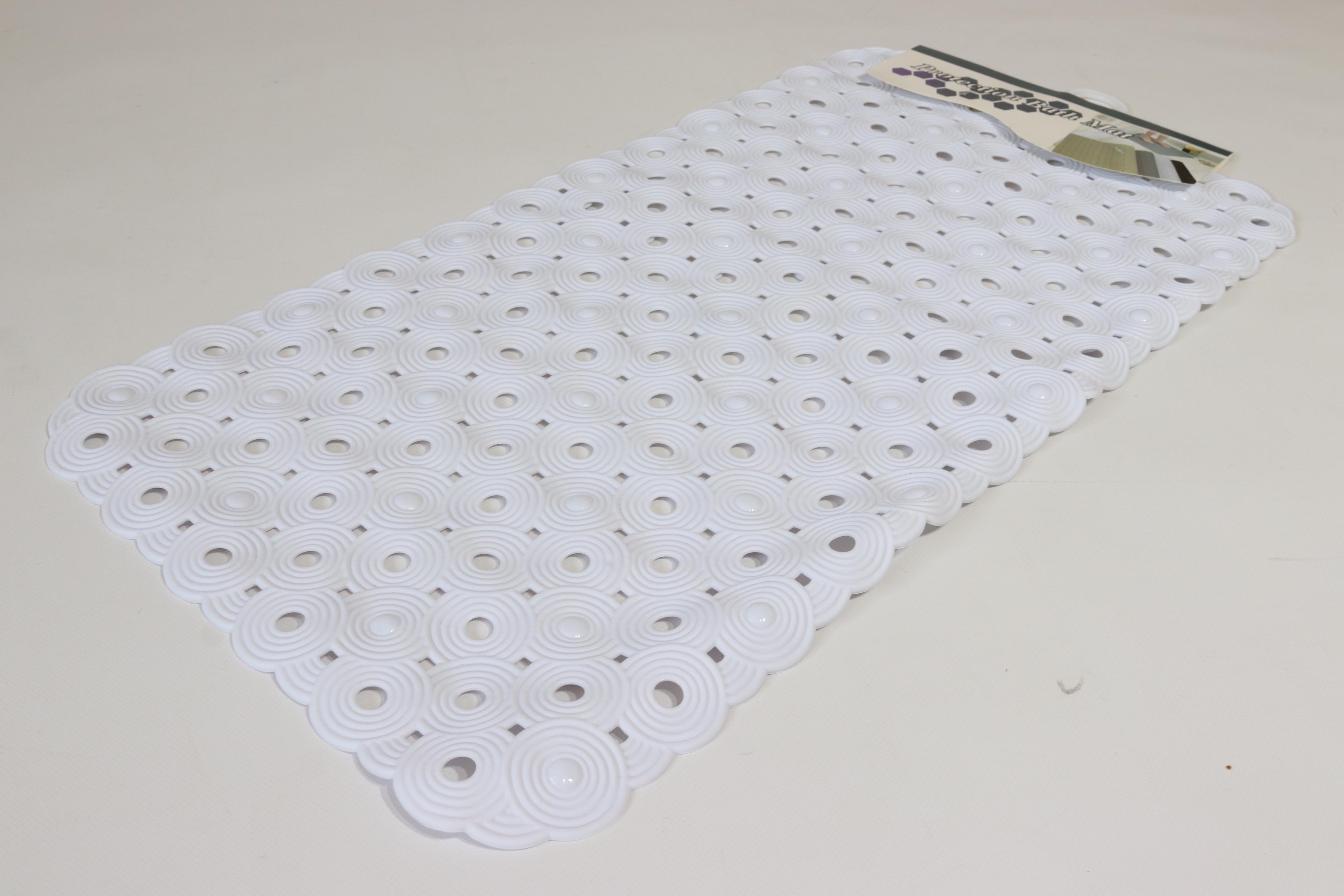 Коврик в ванную на присосках антискользящий 69x37 см (Circle 1806/white)