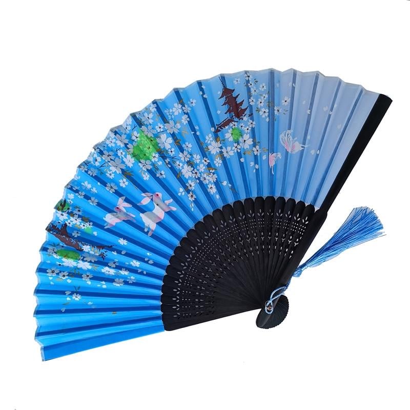 Веер деревянный 21х37 см Голубой (C5120)