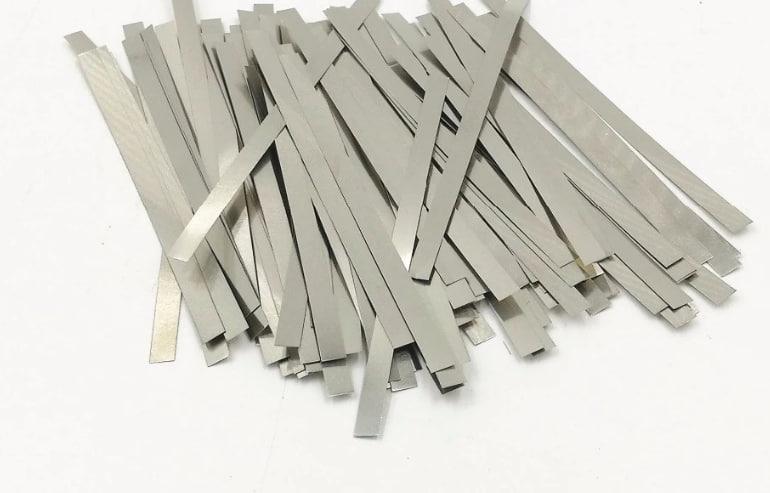 Полоса никелированная стальная для точечной сварки 10 см 50 шт. 0,2x8x100 мм