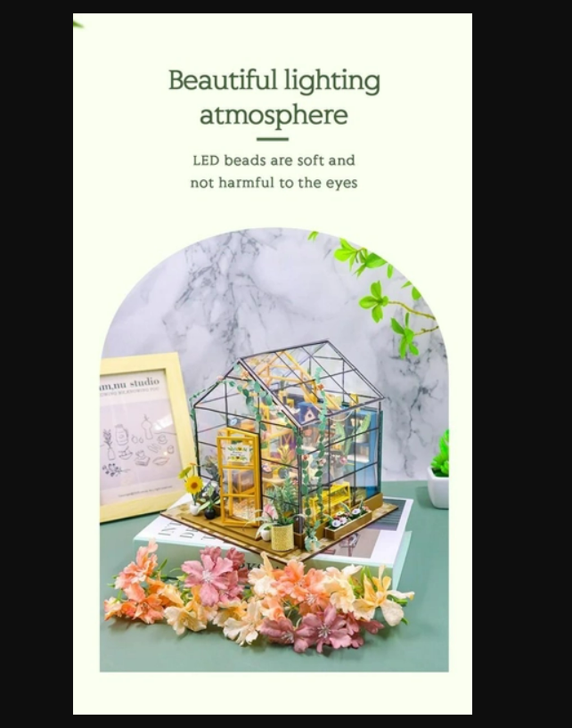 Румбокс CuteBee DIY DollHouse Панорамная оранжерея 3D (M42) - фото 9 Румбокс CuteBee DIY DollHouse Панорамная оранжерея 3D (M42) - фото 9